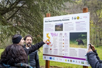 First information panel placed for the bear-smart community Genzana