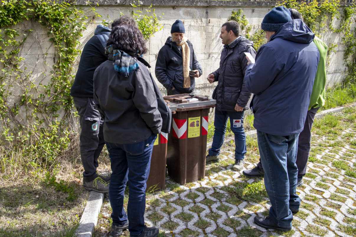 Rewilding Apennines showing a previous example of bear-proof waste bins during LIFE Bear-Smart Corridors Monitoring Visit