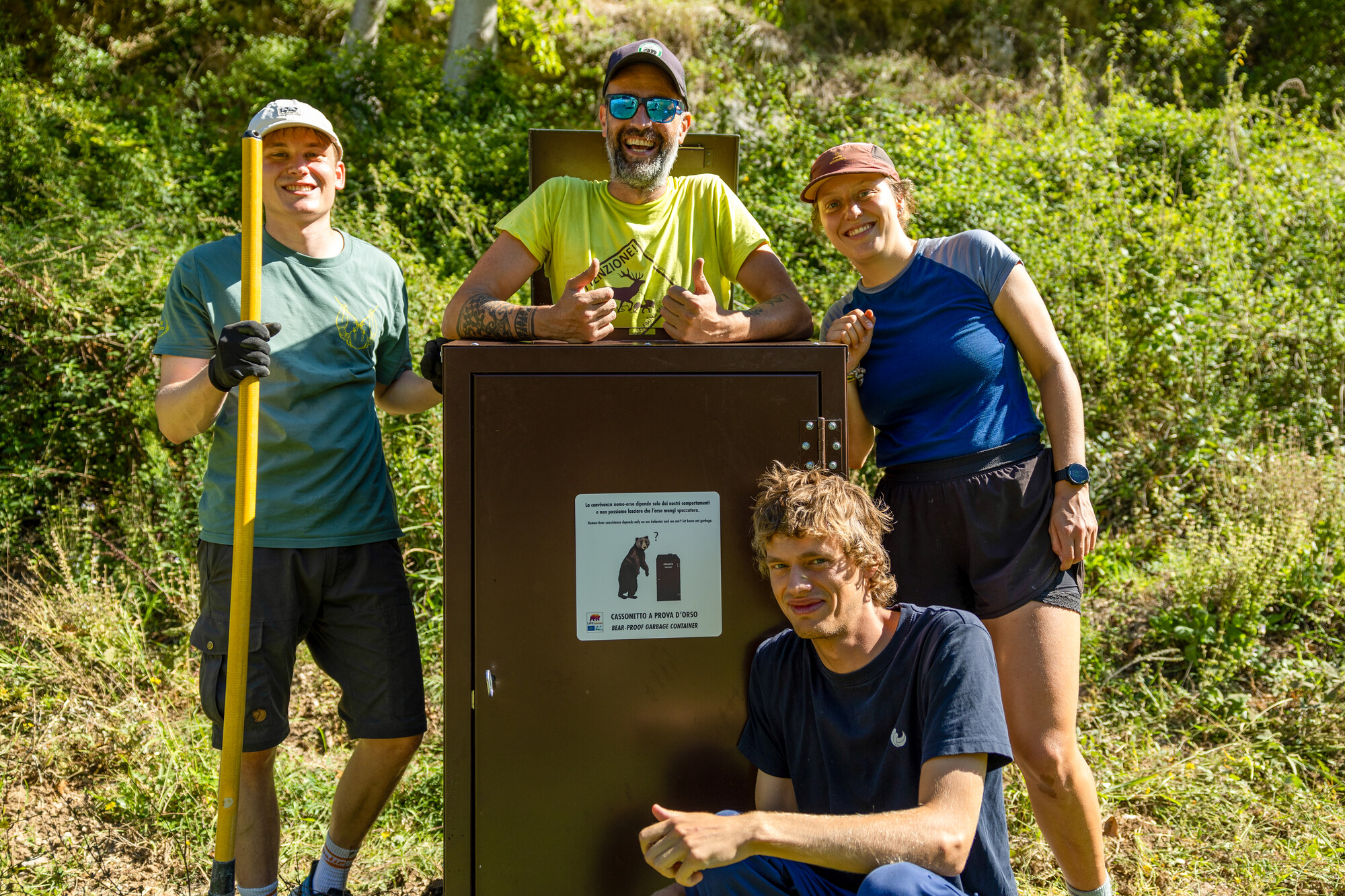 Assembling a bear proof bin to promote human-bear coexistence in the Central Apennines, Italy.